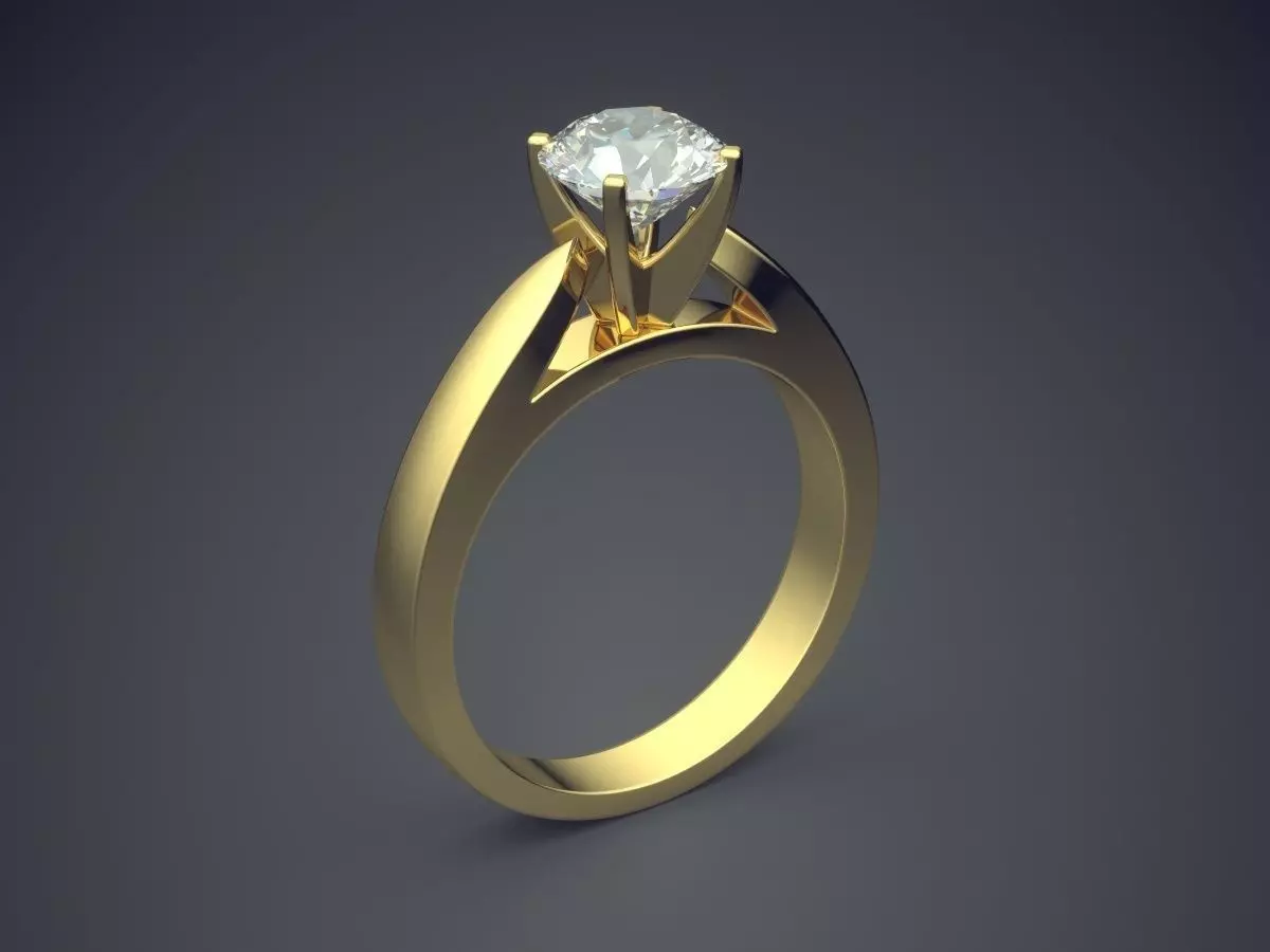 Simple Classic Engagement Ring With Diamonds 1406 3D print model_0