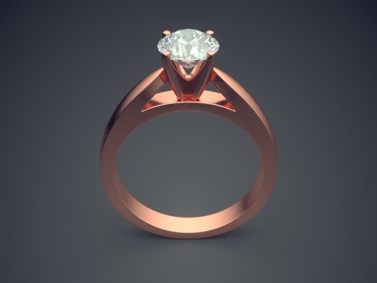Simple Classic Engagement Ring With Diamonds 1406 3D print model_2