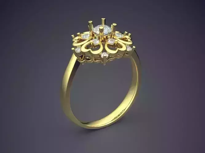 Flower-Shaped Engagement Ring With Diamonds 1405