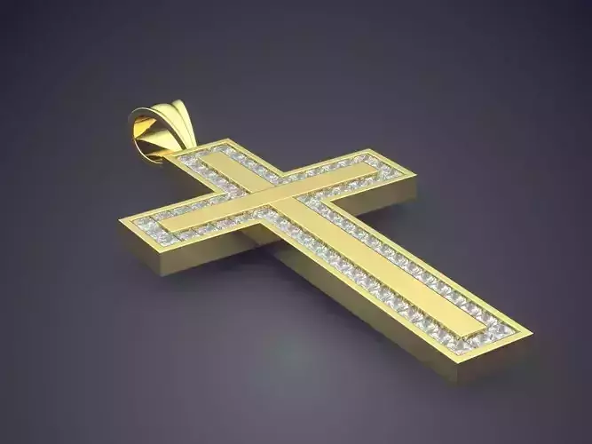 Thick Cross Pendant With Diamonds 1402