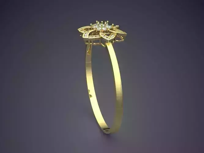 Flower Shape Thin Ring With Small Diamonds 1392