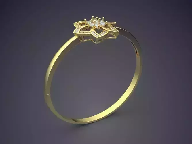 Flower Shape Thin Ring With Small Diamonds 1392