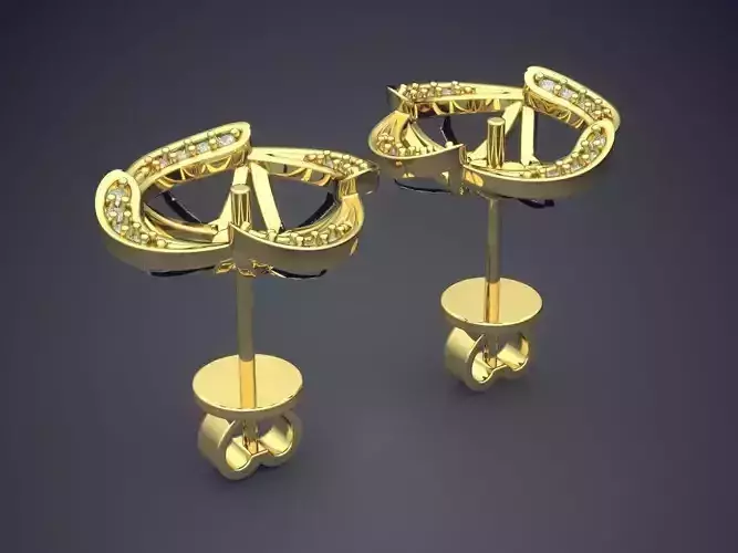 Detailed Earrings With Small Diamonds 1393