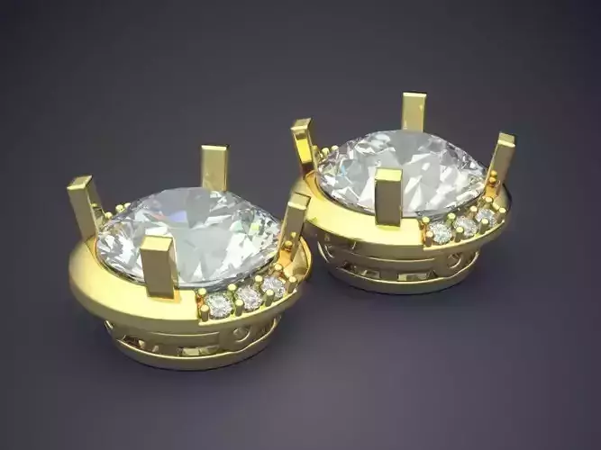 Simple Earrings With Diamonds 1387 3D print model