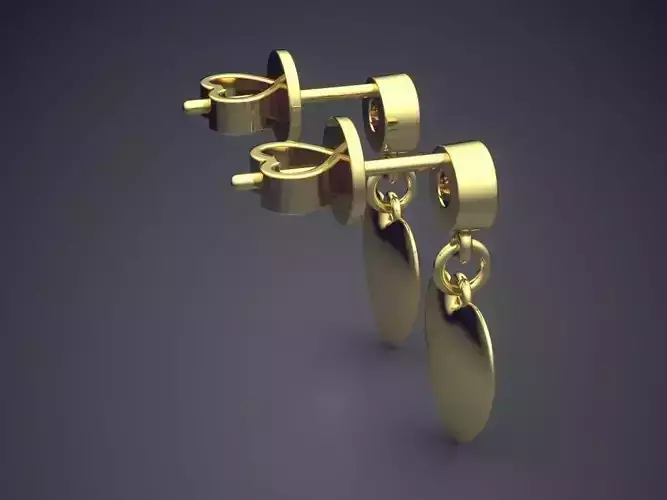 Heart Shape Engraved Earrings 1377