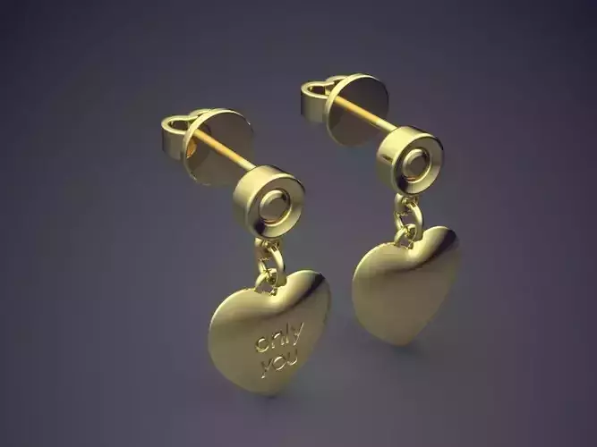 Heart Shape Engraved Earrings 1377