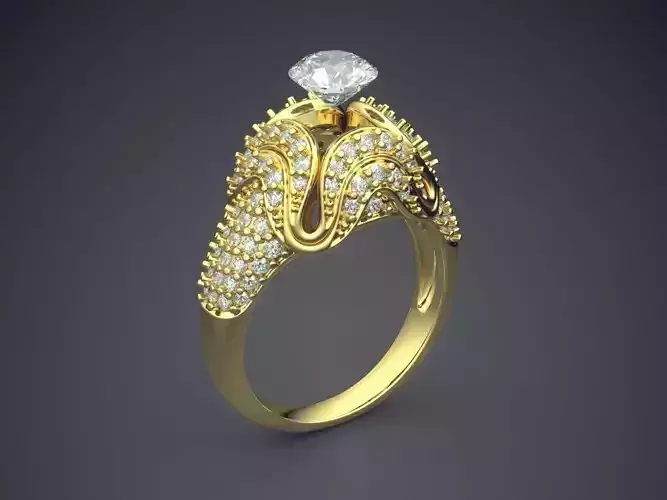 Fancy Engagement Ring With Diamonds 1384