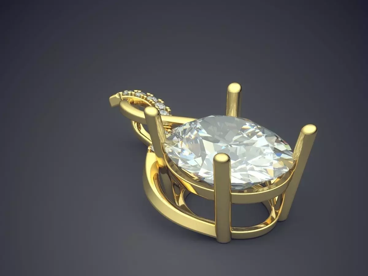 Pendant With Crystal And Diamonds 1375 3D print model_0