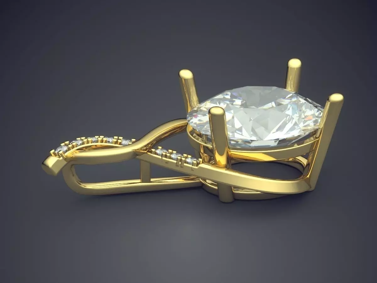 Pendant With Crystal And Diamonds 1375 3D print model_3
