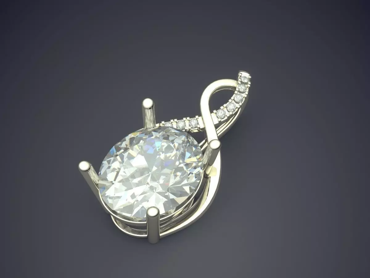 Pendant With Crystal And Diamonds 1375 3D print model_1