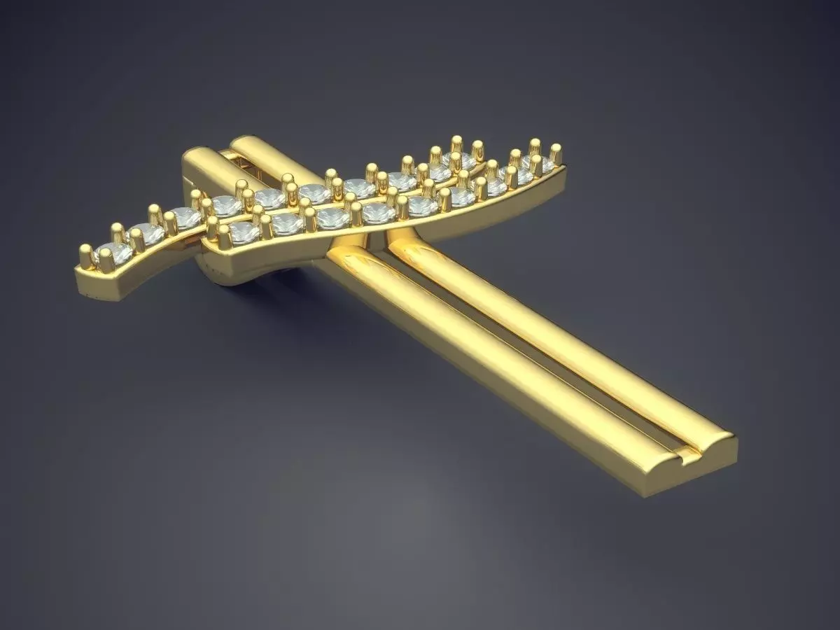 Cross Motif Pendent With Diamonds 1373 3D print model_0