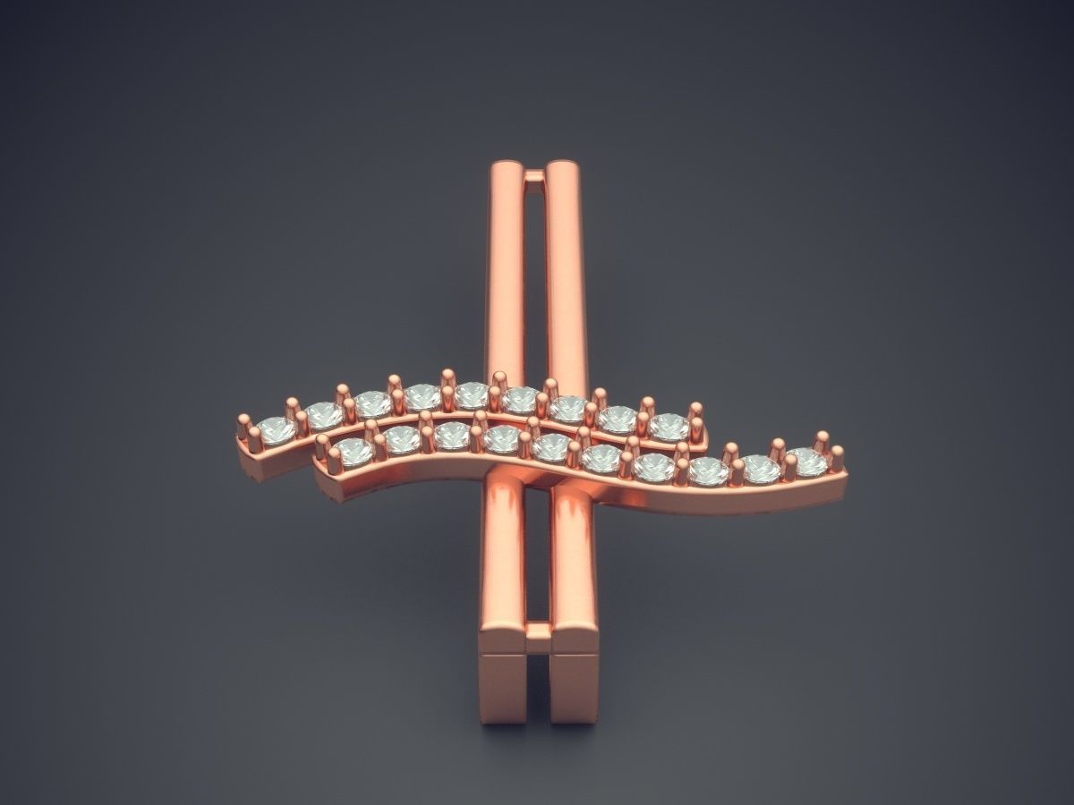 Cross Motif Pendent With Diamonds 1373 3D print model_2