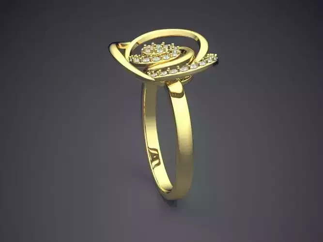 Thin Detailed Ring With Small Diamonds 1372