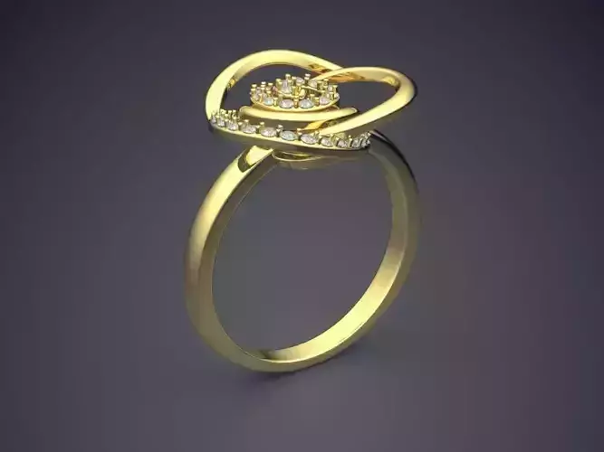 Thin Detailed Ring With Small Diamonds 1372 3D print model