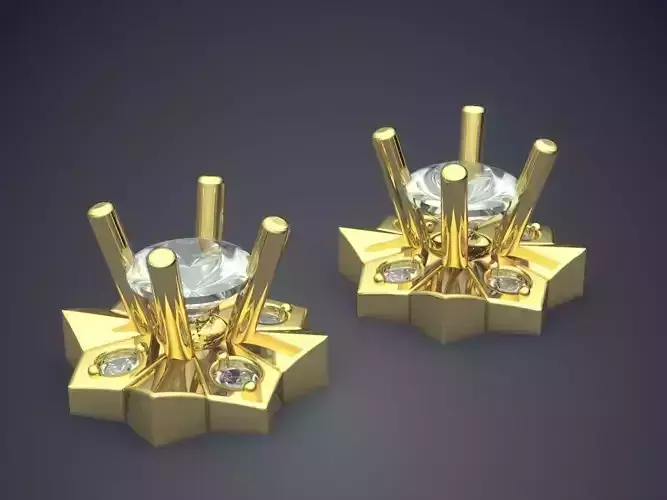 Simple Earrings With Diamonds 1366 3D print model