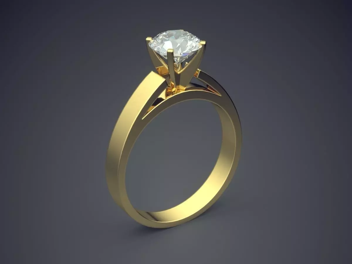 Classic Engagement Ring With Diamond Details 1365 3D print model_0