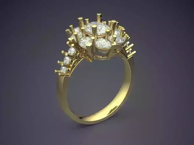 Flower-Shaped Engagement Ring With Diamonds 1361