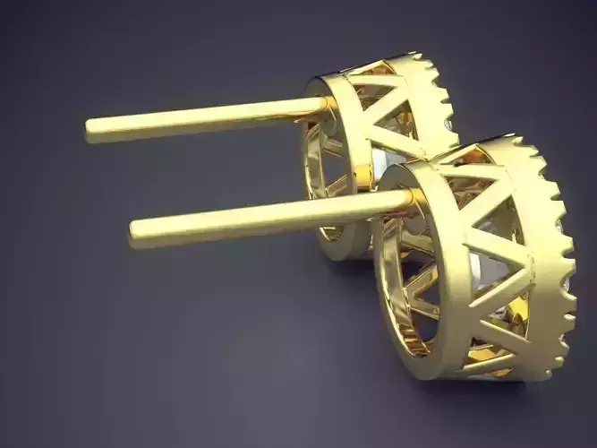 Round Simple Earrings With Diamonds 1359