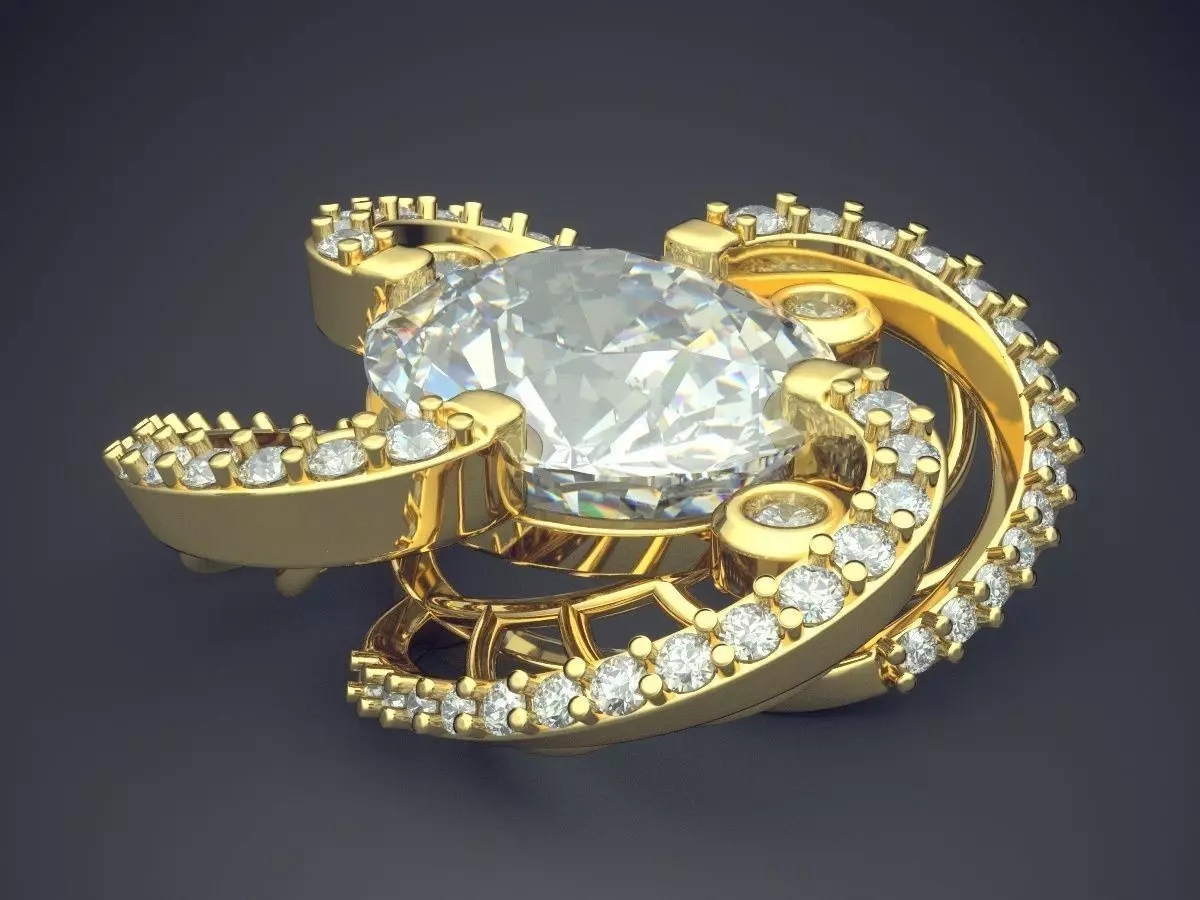 Flower Shape Pendant With Diamonds 1368 3D print model_0