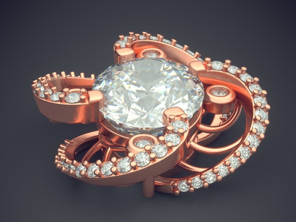 Flower Shape Pendant With Diamonds 1368 3D print model_2