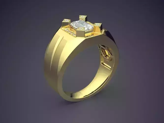 Thick Ring With Diamond 1356 3D print model