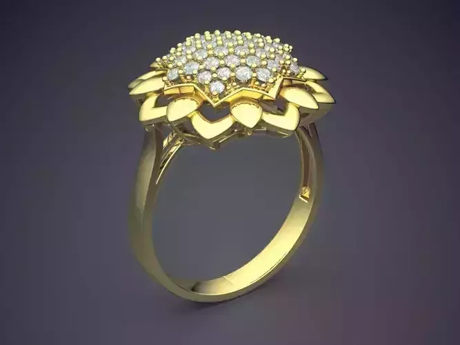 Flower Shaped Ring With Small Diamonds 1350