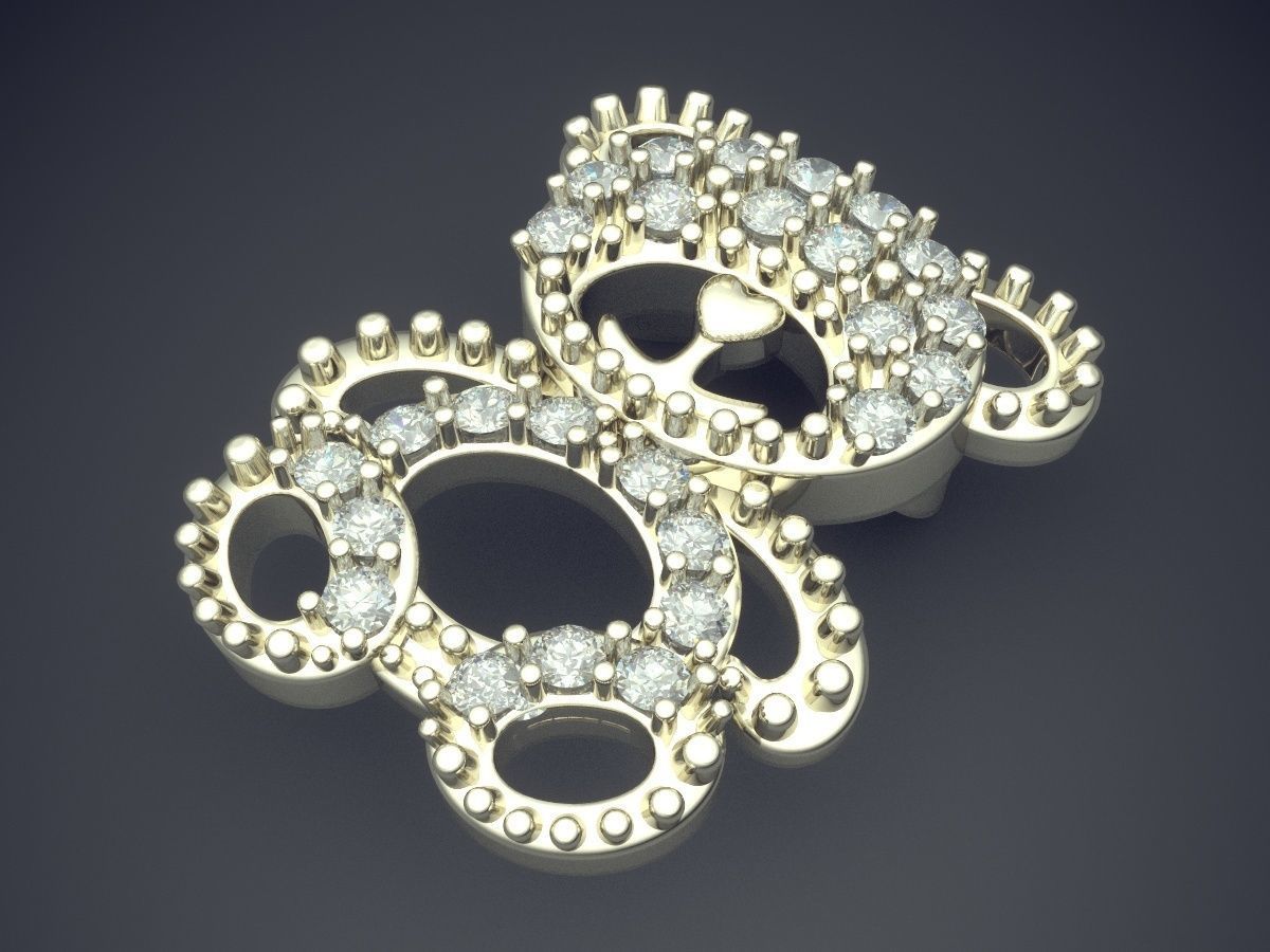 Girly Bear-Shape Diamond Pendant 1342 3D print model_1