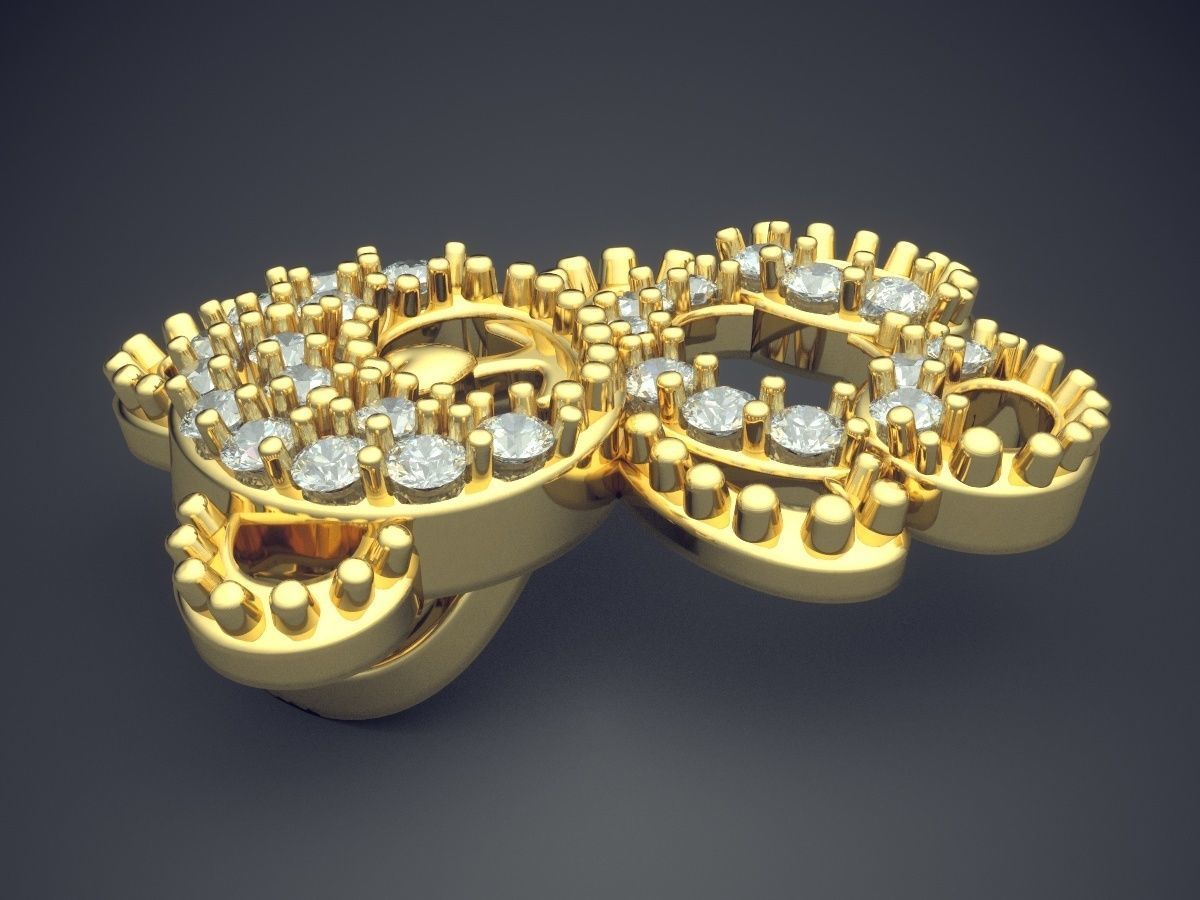 Girly Bear-Shape Diamond Pendant 1342 3D print model_3