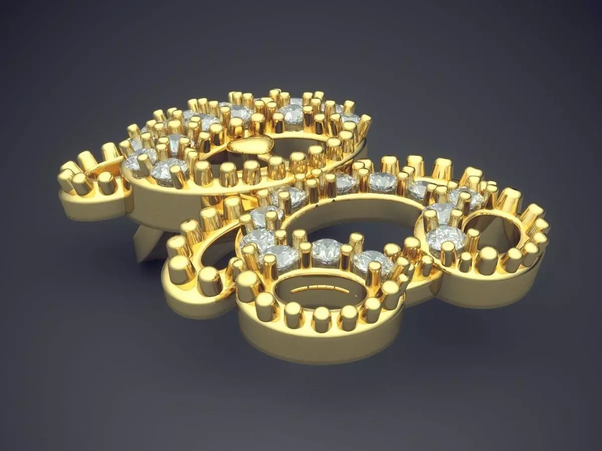 Girly Bear-Shape Diamond Pendant 1342 3D print model_0