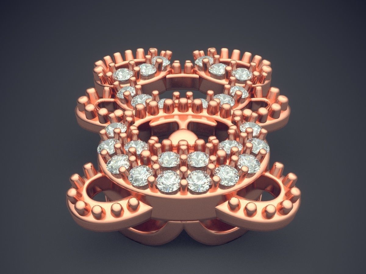 Girly Bear-Shape Diamond Pendant 1342 3D print model_2