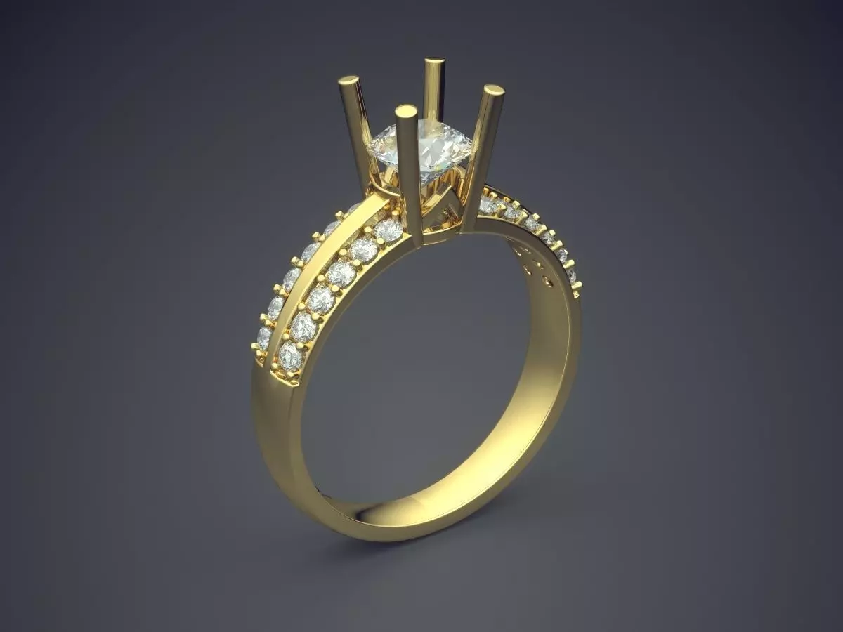 Simple Minimal Ring With Diamonds 1334 3D print model_0