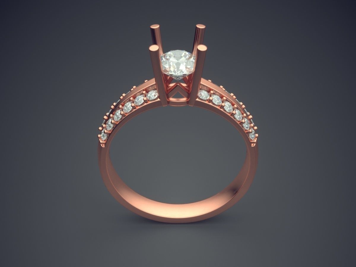 Simple Minimal Ring With Diamonds 1334 3D print model_2