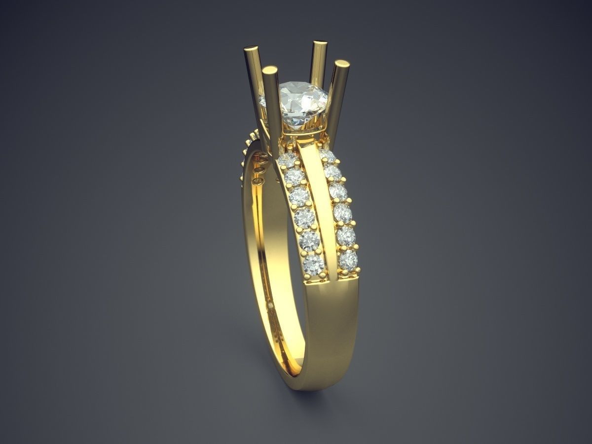 Simple Minimal Ring With Diamonds 1334 3D print model_3