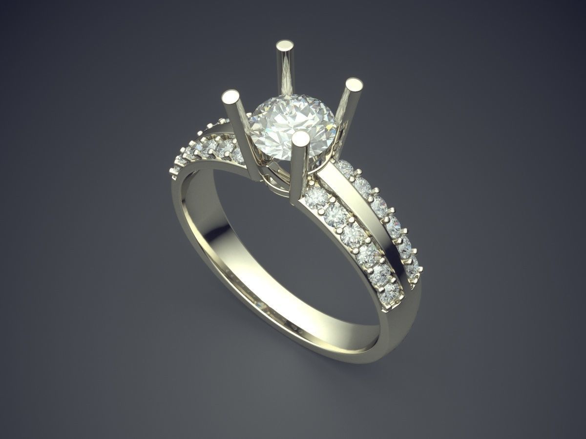 Simple Minimal Ring With Diamonds 1334 3D print model_1