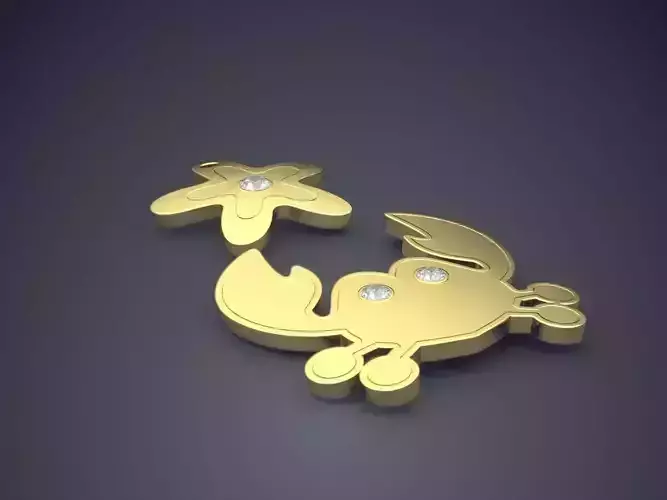 Simple Sea Motif Crab and Star Pendant With Diamonds 1326