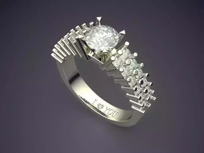 Highly Detailed Ring With Diamonds 1323
