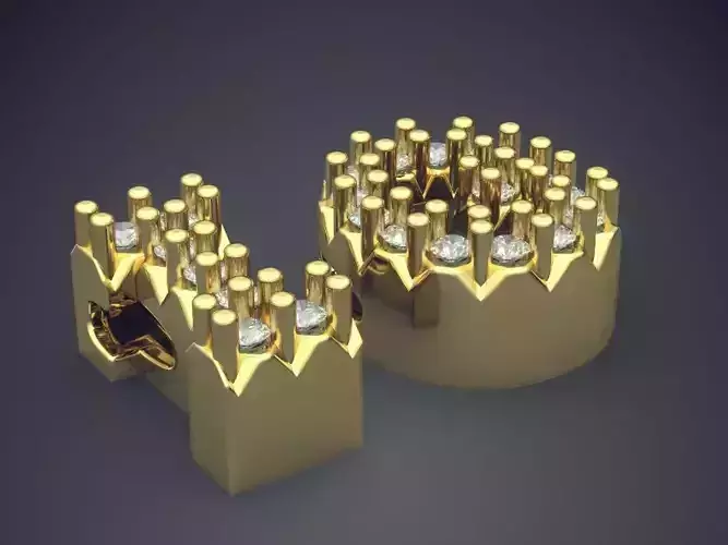 Classic Minimal Golden Pendant With Diamonds 1322