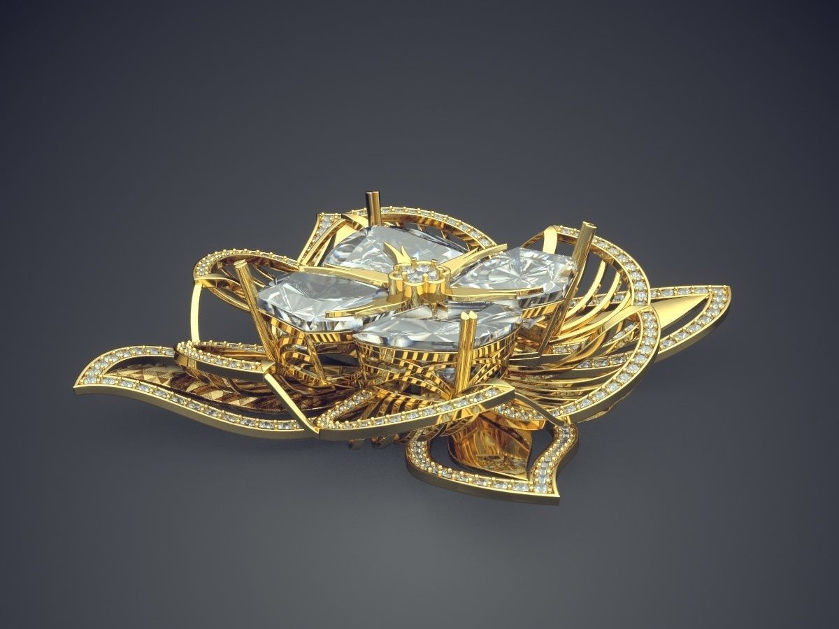 Fancy Extravagant Flower-Shaped Pendant 1327 3D print model_3