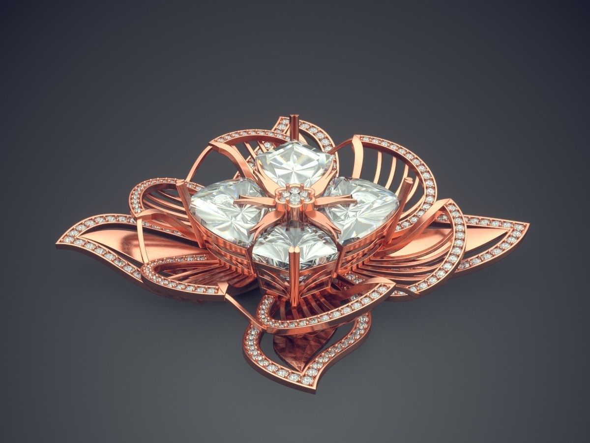 Fancy Extravagant Flower-Shaped Pendant 1327 3D print model_2