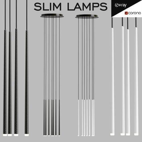 Slim lamps Low-poly 3D model