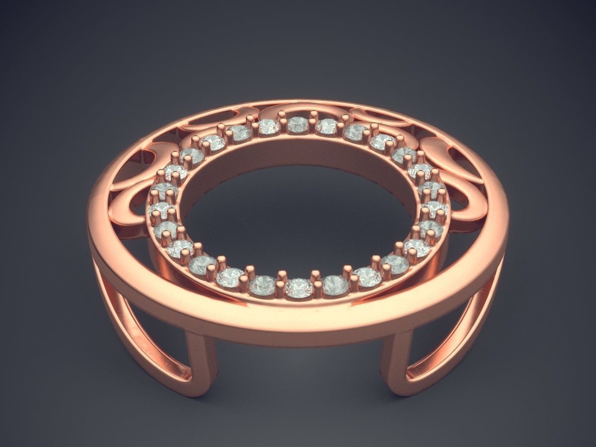 Oval Detailed Pendant With Small Diamonds 1311 3D print model_2