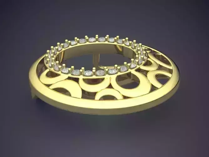 Oval Detailed Pendant With Small Diamonds 1311 3D print model