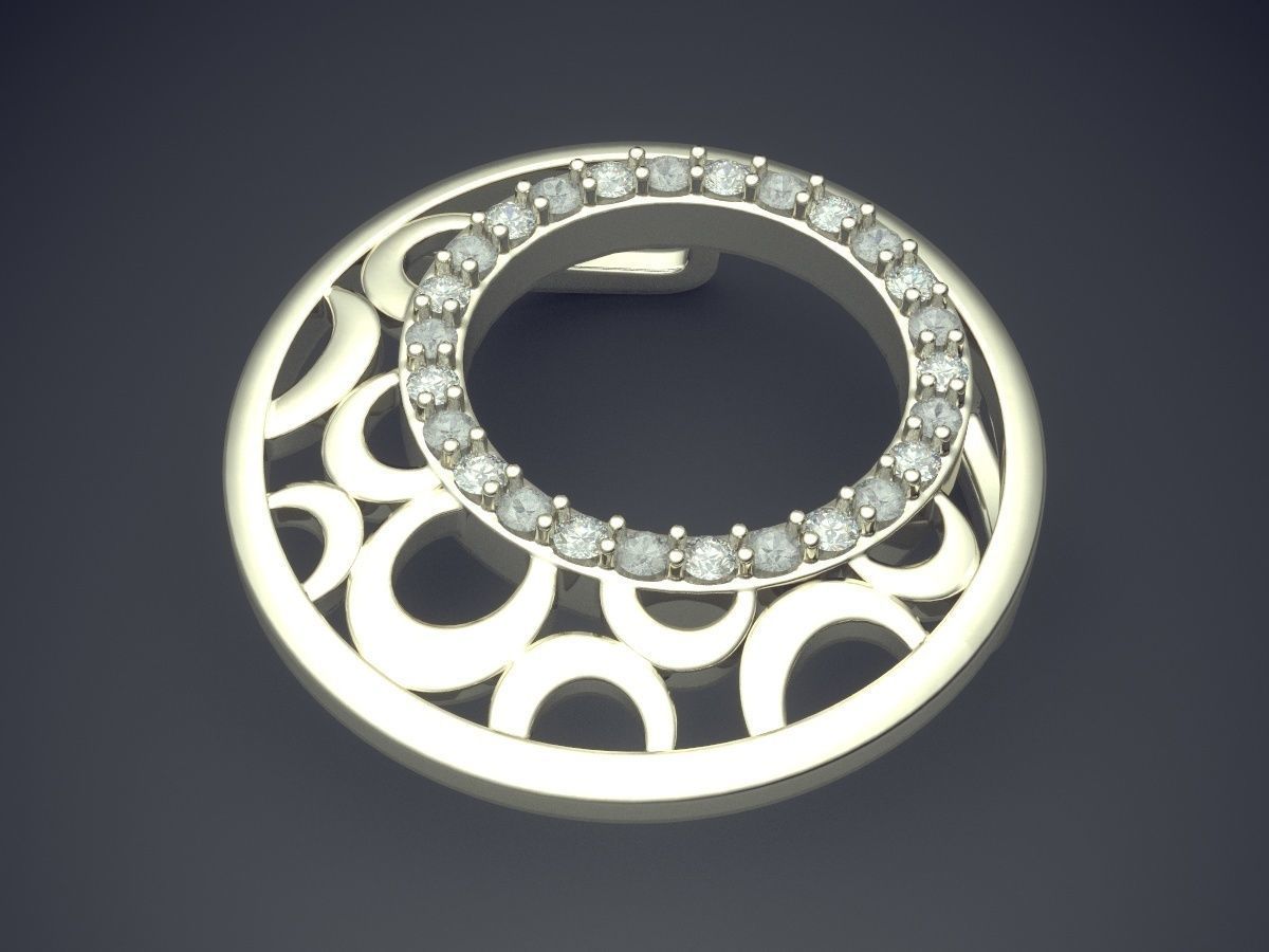 Oval Detailed Pendant With Small Diamonds 1311 3D print model_1