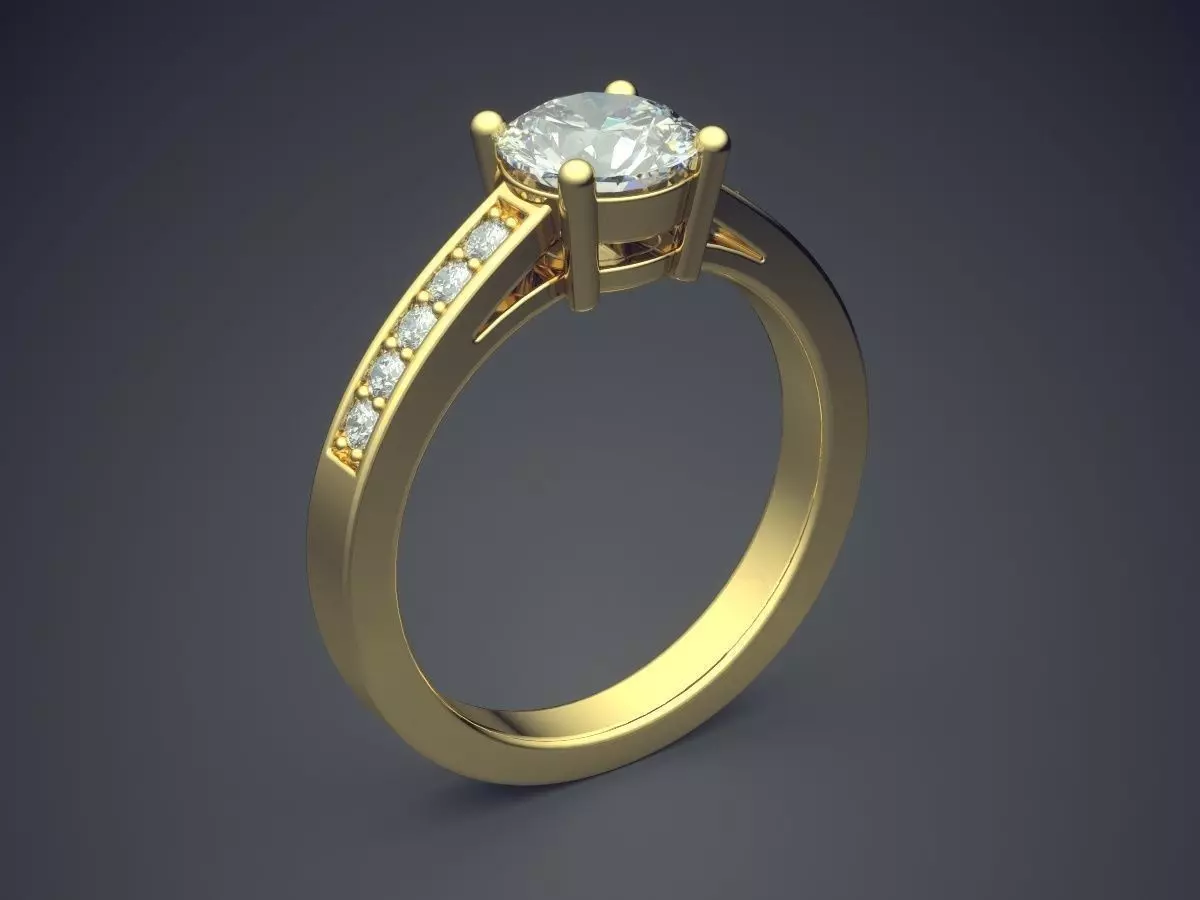 Fancy Extravagant Engagement Ring With Diamonds 1310 3D print model