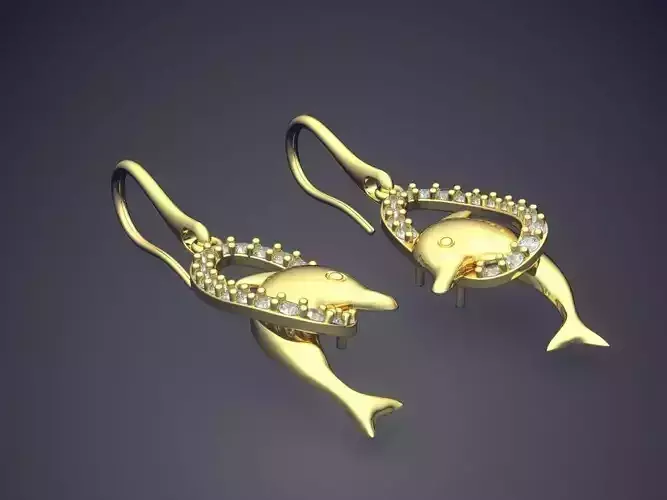 Cute Dolphin Sea Motif Earrings 1309