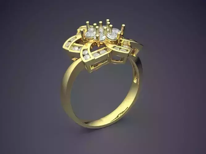 Flower-shaped Ring With Diamonds 1303