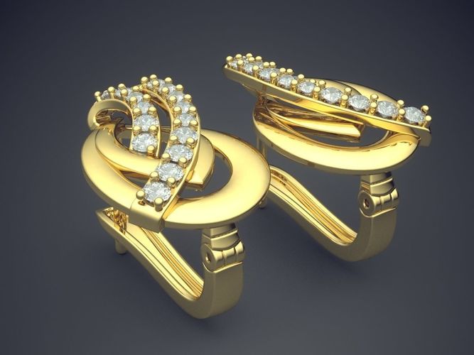Elegant Earrings With Diamonds 1305 3D print model