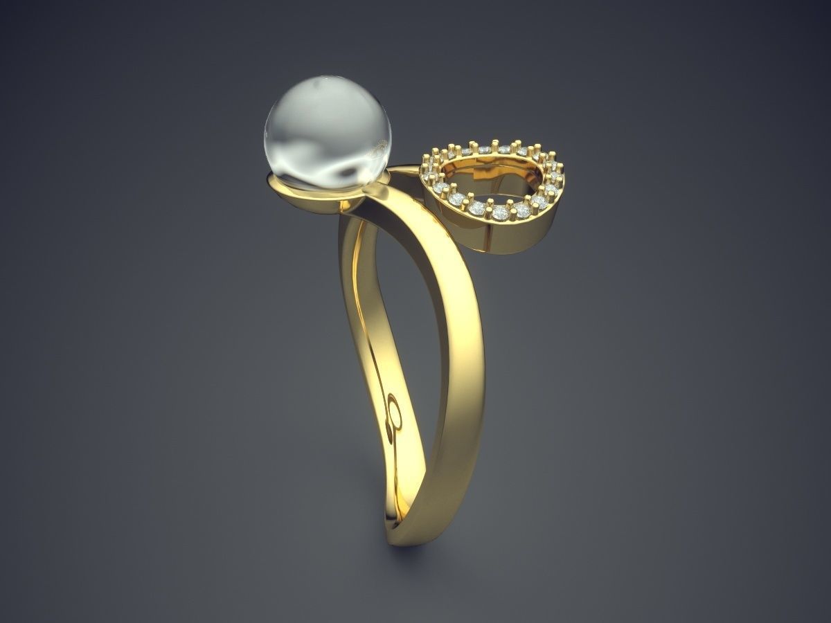 Unique Futuristic Shaped Ring 1301 3D print model_3