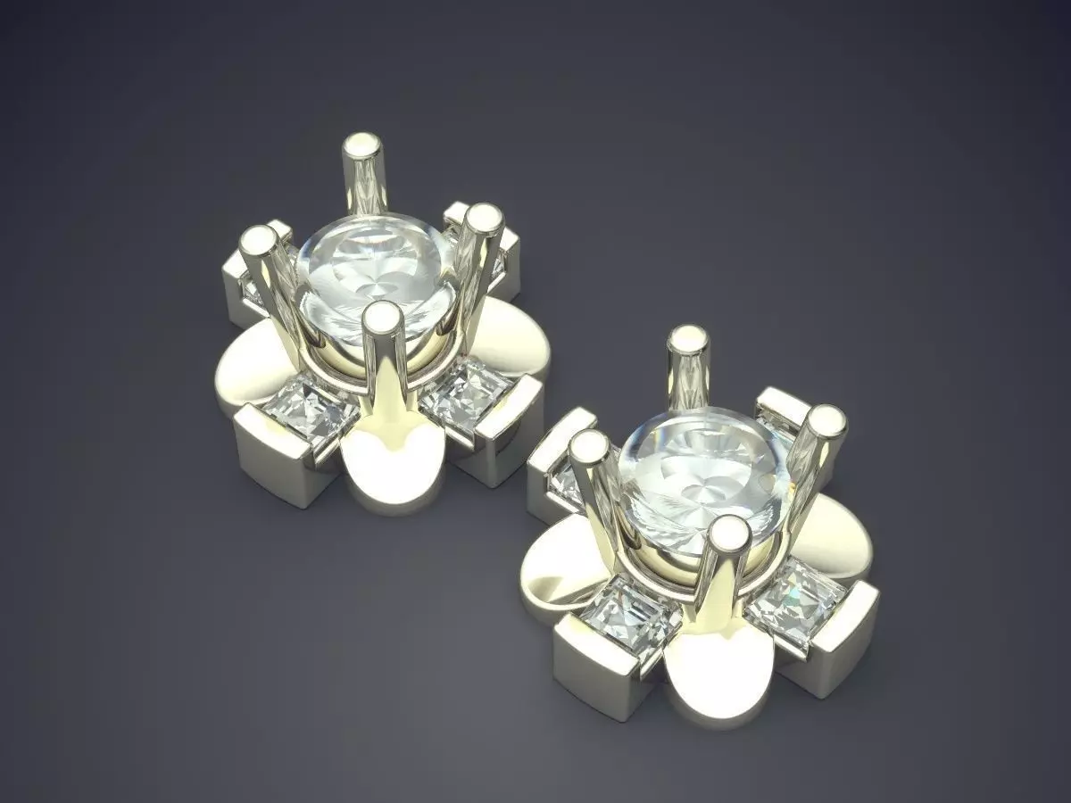 Minimalistic Earrings With Diamonds 1296 3D print model_1