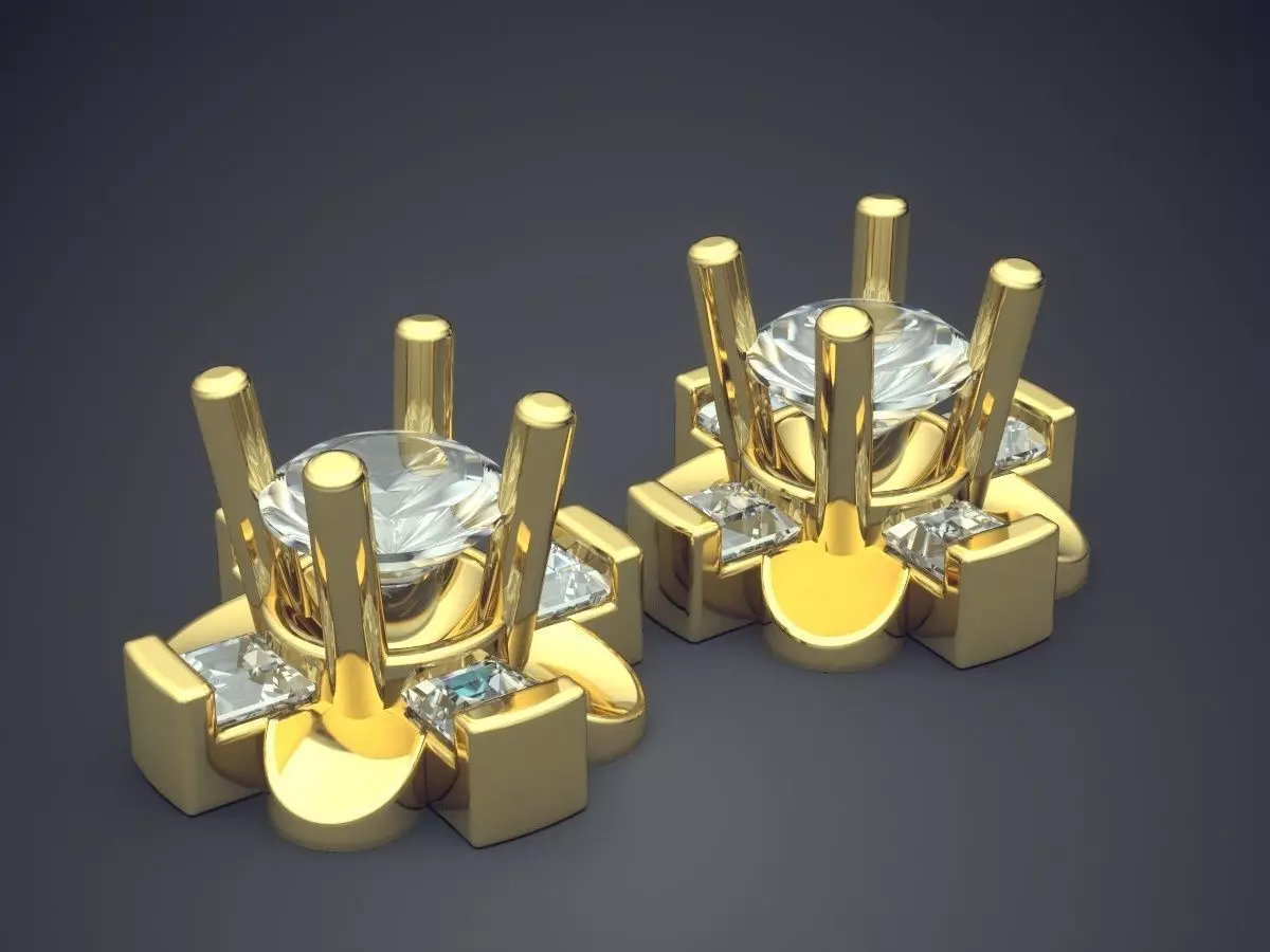 Minimalistic Earrings With Diamonds 1296 3D print model_0